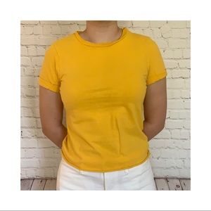 cuffed yellow cotton t-shirt